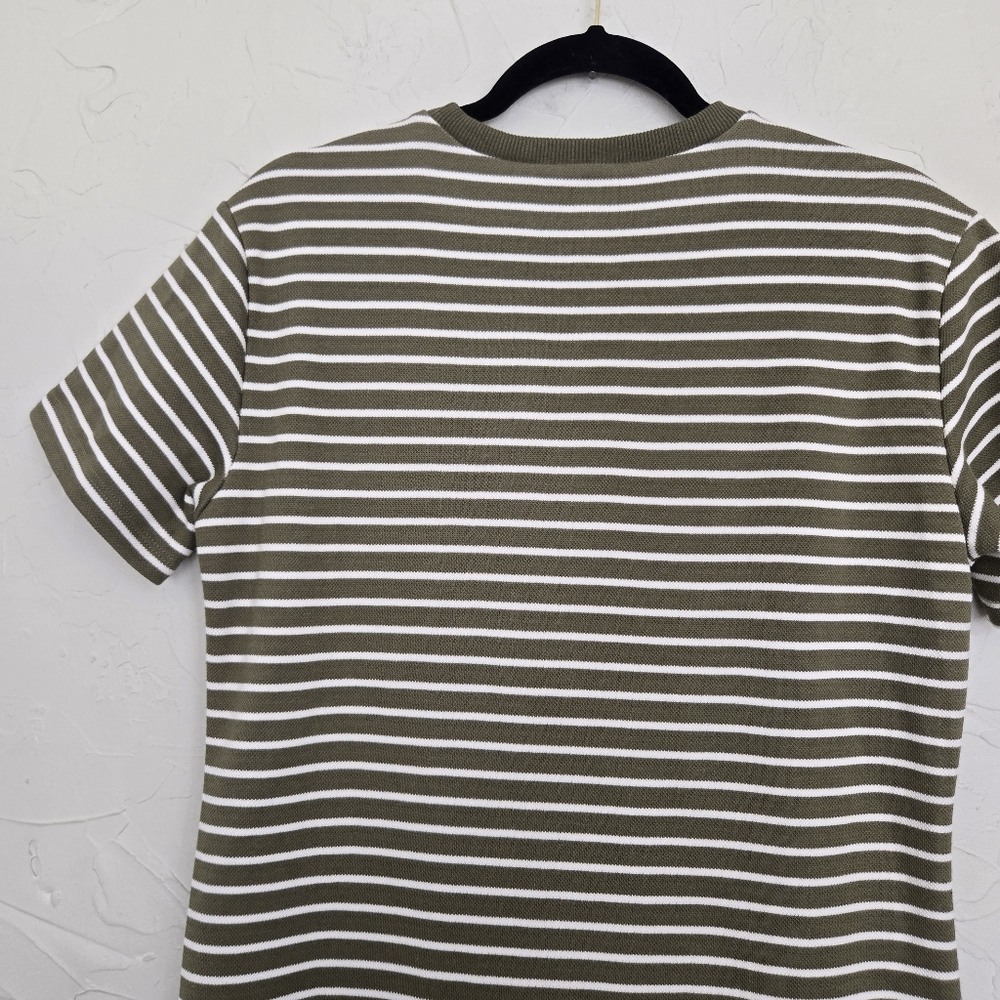 Polagram Green White Striped Tee Midi Shirt Dress, S - Picture 6 of 9